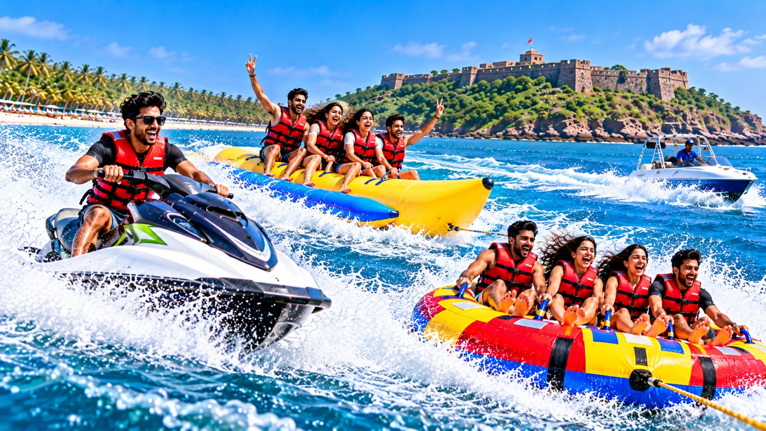 Parasailing activity in Malvan
